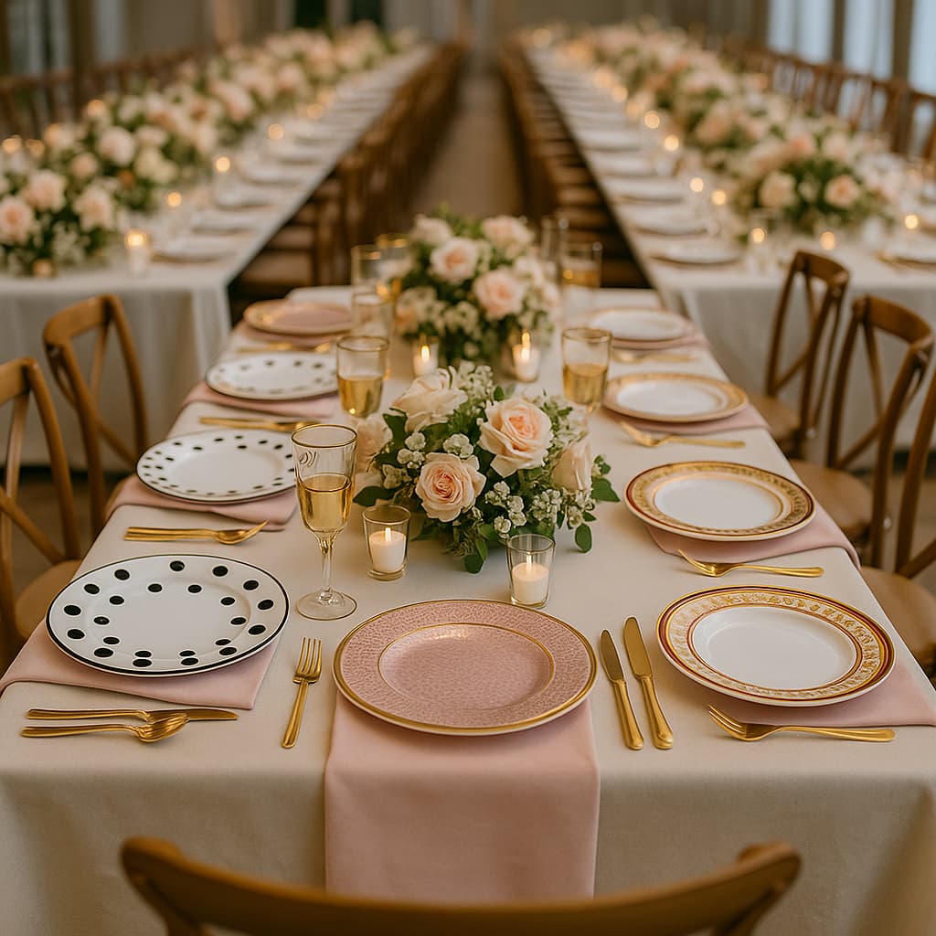 plastic plate sets for a wedding reception