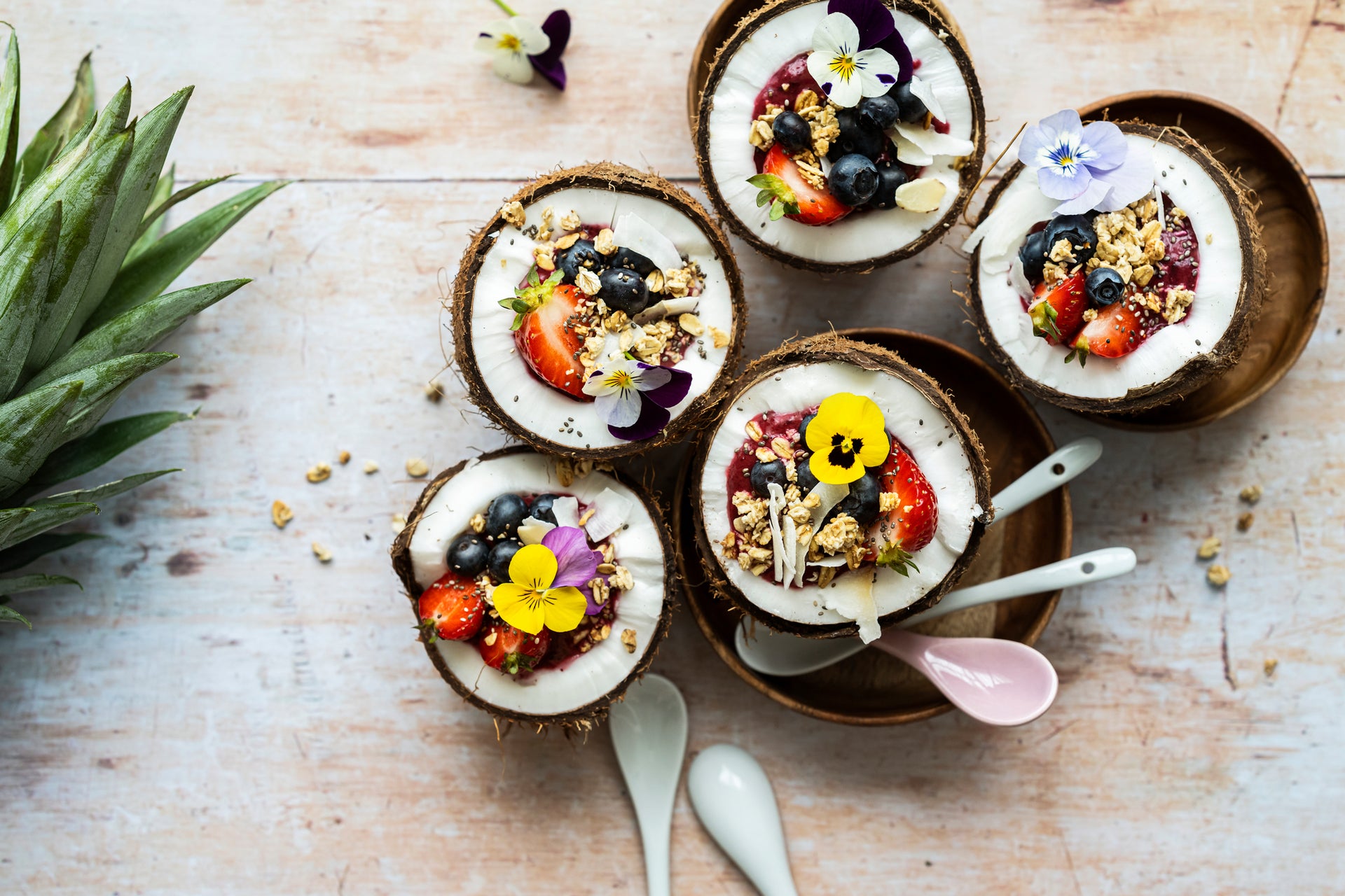 Exotic Delights: Acai Smoothie in Coconut Shell Dessert Party Inspiration