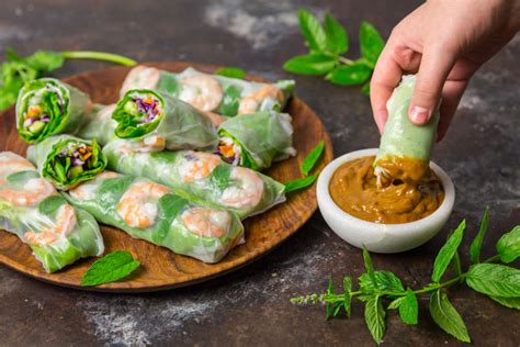 Vietnamese Rolls with Peanut Dipping Sauce