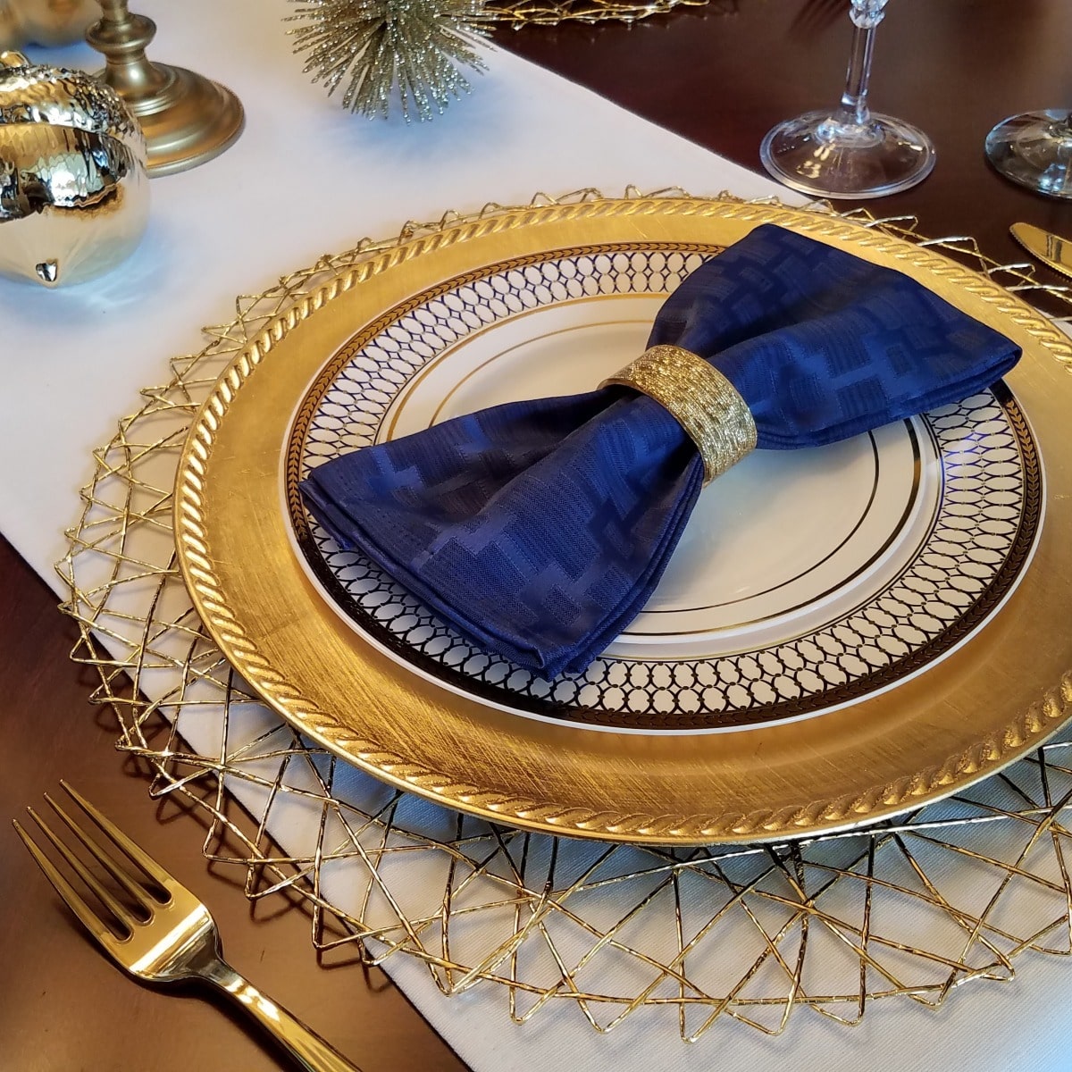 Vibrant decorations and stylish Hanukkah dinnerware, setting a delightful scene for the festive celebration.