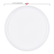 10-inch flat round white plastic dinner plates, disposable and elegant