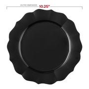 10.25-inch black round lotus plastic dinner plates in a bulk pack of 120