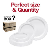 10.25-inch dinner plate in white with a silver vintage rim, designed for serving main courses with style