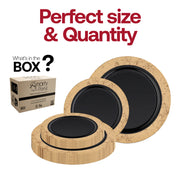 10.25-inch dinner plate with a chic black base and a gold marble rim, ideal for showcasing your main course