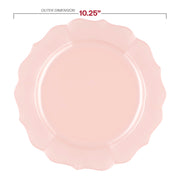 10.25-inch pearl pink round lotus plastic dinner plates, sold in a bulk pack of 120