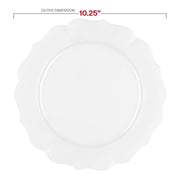 10.25-inch pearl white round lotus plastic dinner plates, perfect for formal dining