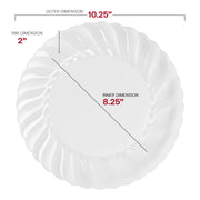 10.25-inch round clear plastic dinner plates with a flared edge design