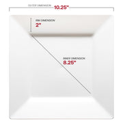 10.25-inch white square plastic dinner plates, pack of 120