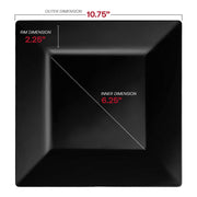 10.75-inch black square dinner plates, disposable plastic material