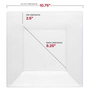 10.75-inch clear square plastic plates, ideal for serving main courses, salads, or appetizers at events and gatherings
