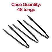 12-inch black disposable plastic serving tongs, ideal for handling larger portions of food