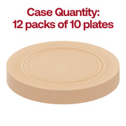 120-count pack of 7.5-inch round disposable plastic plates in matte bright yellow