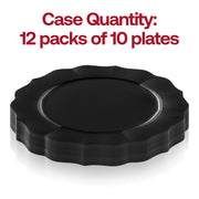 120-pack of black plastic dinner plates with a modern lotus pattern, 10.25-inch diameter