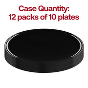120-pack of black round disposable pastry plates, plastic with a flat design