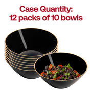 120-pack of black with gold rim round disposable plastic dessert bowls