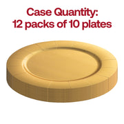 120-pack of gold disposable paper charger plates, lightweight and durable with a 13-inch diameter