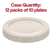 120-pack of ivory disposable plastic dinner plates, 10-inch size