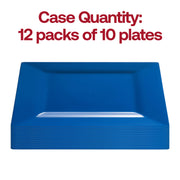 120-pack of midnight blue plastic cake plates with a modern square design