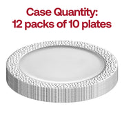 120-pack of white appetizer and salad plates with a silver hammered rim