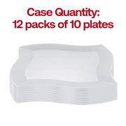 120-pack of white plastic dinner plates with an elegant wave motif