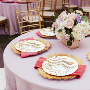 12 packs of 7.5-inch white salad plates with gold waves designed for effortless elegance at holiday dinners