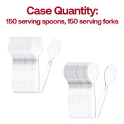 150-count disposable clear plastic serving utensils, great for catering, receptions, and large-scale dining events