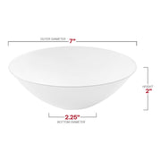 16 oz. white disposable soup bowls with silver rim, rounded edges, durable plastic design