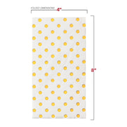 16" x 16" unfolded white dinner napkins featuring metallic gold dots, offering generous coverage for meals