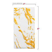 16" x 16" white paper napkins with a modern gold marble print, ideal for stylish table presentations
