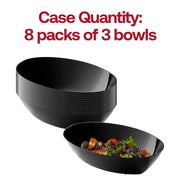 2-quart black oval serving bowl measuring 11.25 by 7.25 inches with a height of 3.25 inches