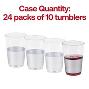 240-pack of 12 oz round clear plastic tumblers with a chic metallic silver thick bottom, disposable and perfect for parties