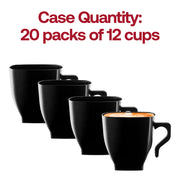 240-pack of black 2 oz. square plastic mini cups with a chic design, perfect for coffee, tea, or party appetizers