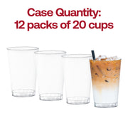 240-pack of disposable clear round plastic tumblers with silver glitter, 12 oz, great for serving drinks with a hassle-free cleanup