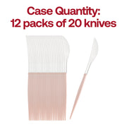 240-pack of silver plastic dinner knives with a stylish pink handle, disposable and perfect for effortless yet elegant dining