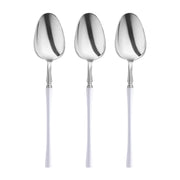 240-piece disposable silver plastic cutlery set with white handles, combining style and convenience for any occasion.