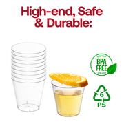 2500-pack of 1 oz clear disposable plastic shot glasses, great for serving tequila, whiskey, or cocktail samples