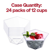 288-count of biodegradable clear star pentagon dessert cups, 3.25" x 3.25", 3.5 oz capacity, ideal for eco-friendly dessert servings.
