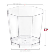288-pack of clear octagon disposable dessert cups, 3" diameter, 5.5 oz capacity, ideal for serving desserts or snacks.