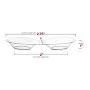 288-pack of clear round 2-hole mini plastic candy bowls, 2.75" diameter, perfect for small portions of candies or treats.