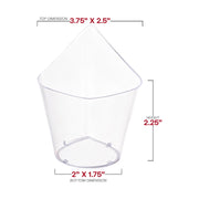 288-pack of clear teardrop disposable plastic cups, 3.75" x 2.5", 4 oz capacity, ideal for serving individual portions of drinks or desserts.