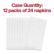 288-pack of disposable white premium buffet napkins, featuring a cloth-like feel, 15.8 x 15.8 inches unfolded.