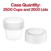 2,500-pack of 4 oz disposable plastic soufflé cups with lids, versatile for condiments, snacks, and food storage needs