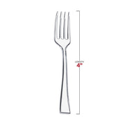 4-inch clear plastic mini forks, lightweight and disposable, great for tasting events, catering, and buffets