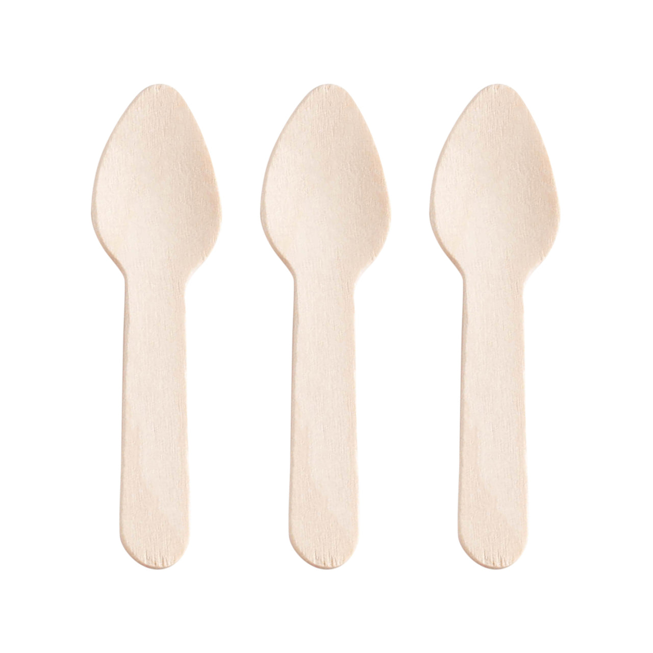 3" Natural Birch Eco-Friendly Disposable Mini Dessert Spoons