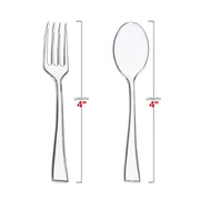 4" clear plastic mini flatware set, adding a refined touch to dessert tables, tasting events, and cocktail parties