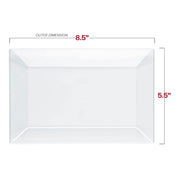 5.5 x 8.5-inch clear rectangular plastic dessert plates, ideal for serving desserts or appetizers