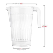 52 oz clear plastic pitchers with a smooth round design, sold in a convenient 24-pack for parties and special occasions