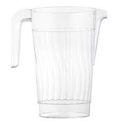 52 oz clear round plastic disposable pitchers, professional-grade single-use beverage servers for parties, buffets, and catered events.
