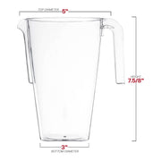 52 oz clear square plastic pitchers, measuring 5'' x 7.5/8'' x 3'', perfect for convenient beverage service
