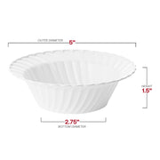 5 oz. clear plastic soup bowls with a sleek flair edge design, 5-inch diameter, disposable and ideal for parties or events